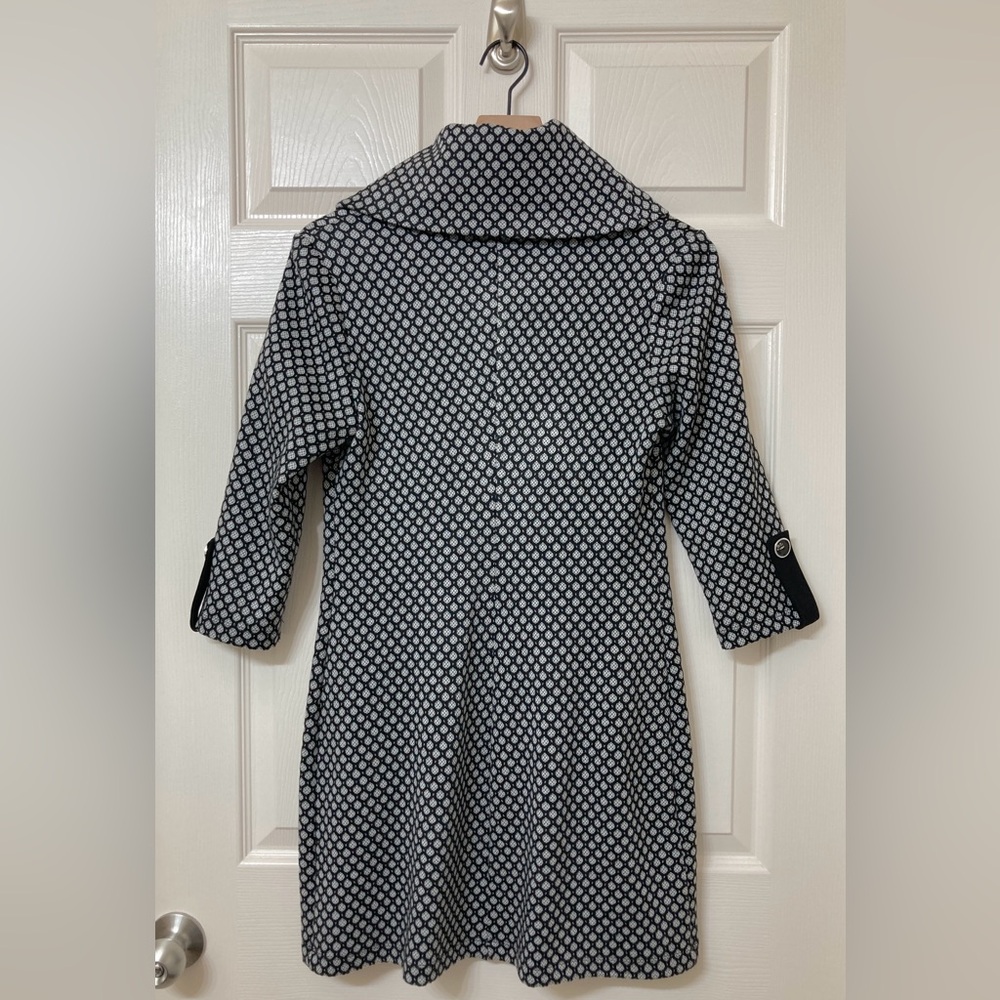 Joseph Ribkoff Women’s Black Gray Funnel Neck A-line Sweater Dress Size 8 Preppy - Picture 5 of 8